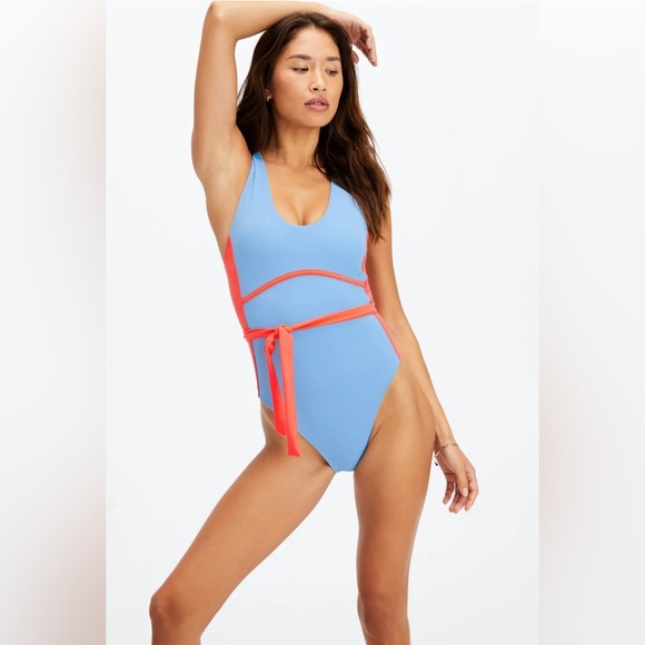 NWT Island Escape/Orange Nectar Lace-Up Racerback Swimsuit | Size XS - Picture 4 of 4